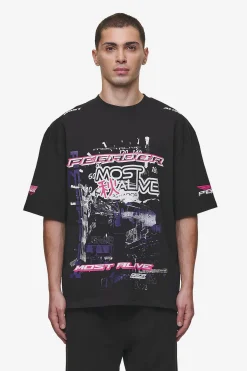 Pegador Tees|Saxon Oversized Tee Washed Black