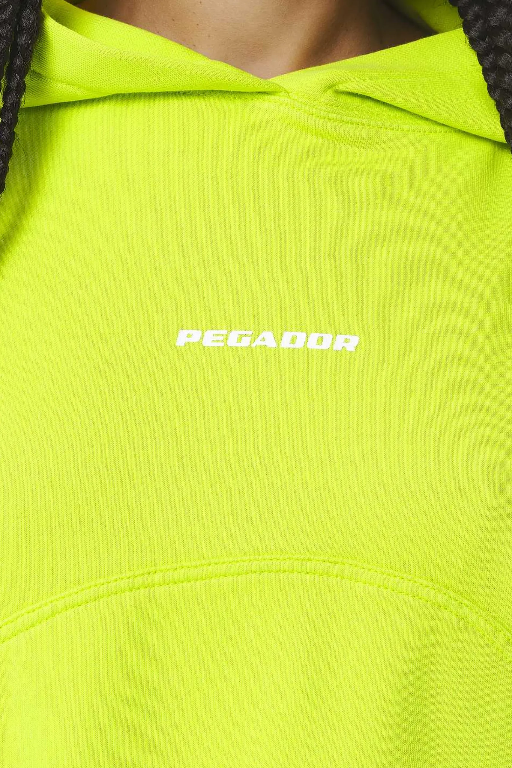 Pegador Hoodies|Skei Logo Oversized Cropped Hoodie Washed Lime Yellow