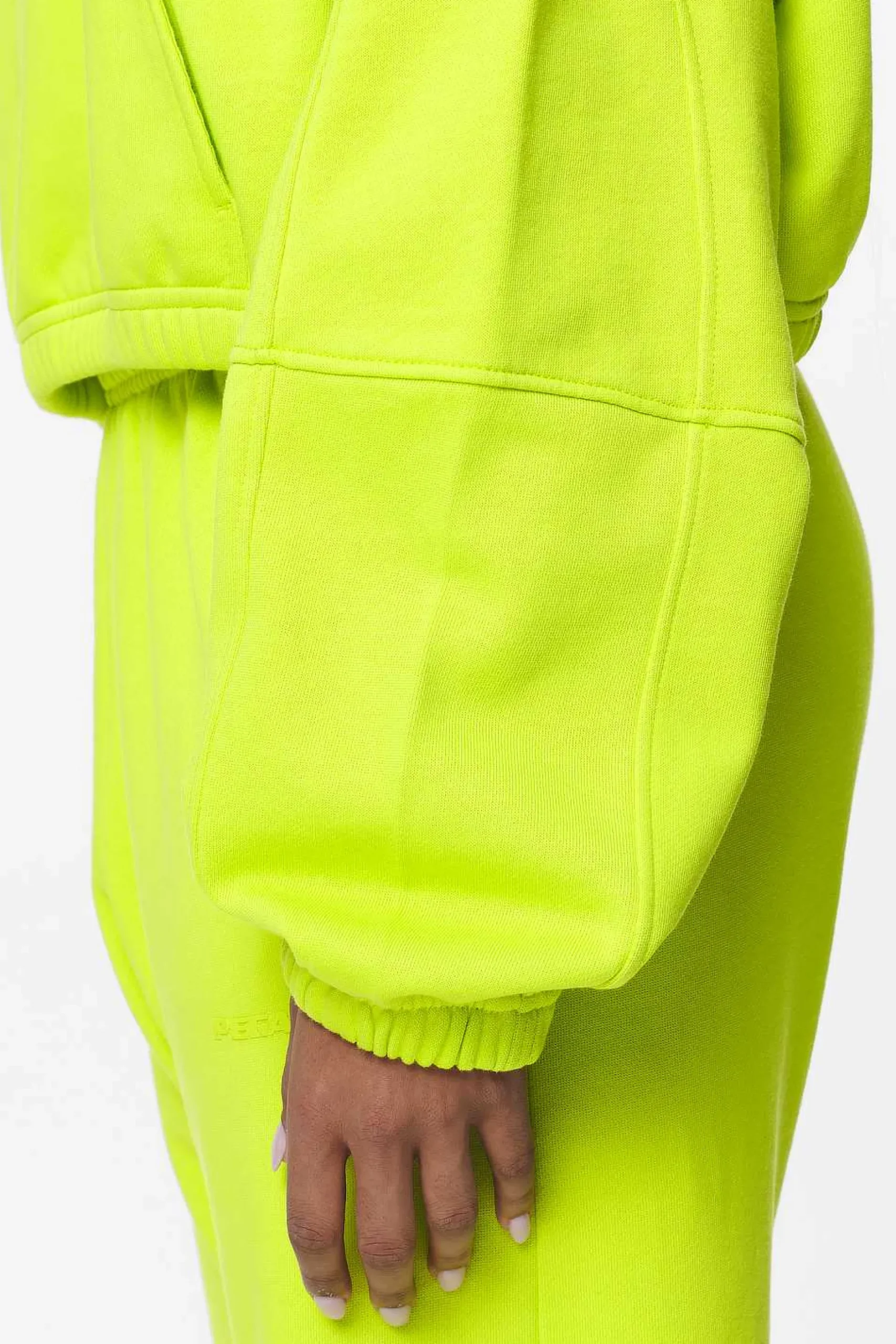 Pegador Hoodies|Skei Logo Oversized Cropped Hoodie Washed Lime Yellow