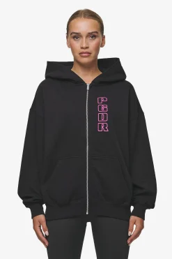 Pegador Hoodies|Zip Hoodies|Skyla Oversized Sweat Jacket Heavy Washed Black