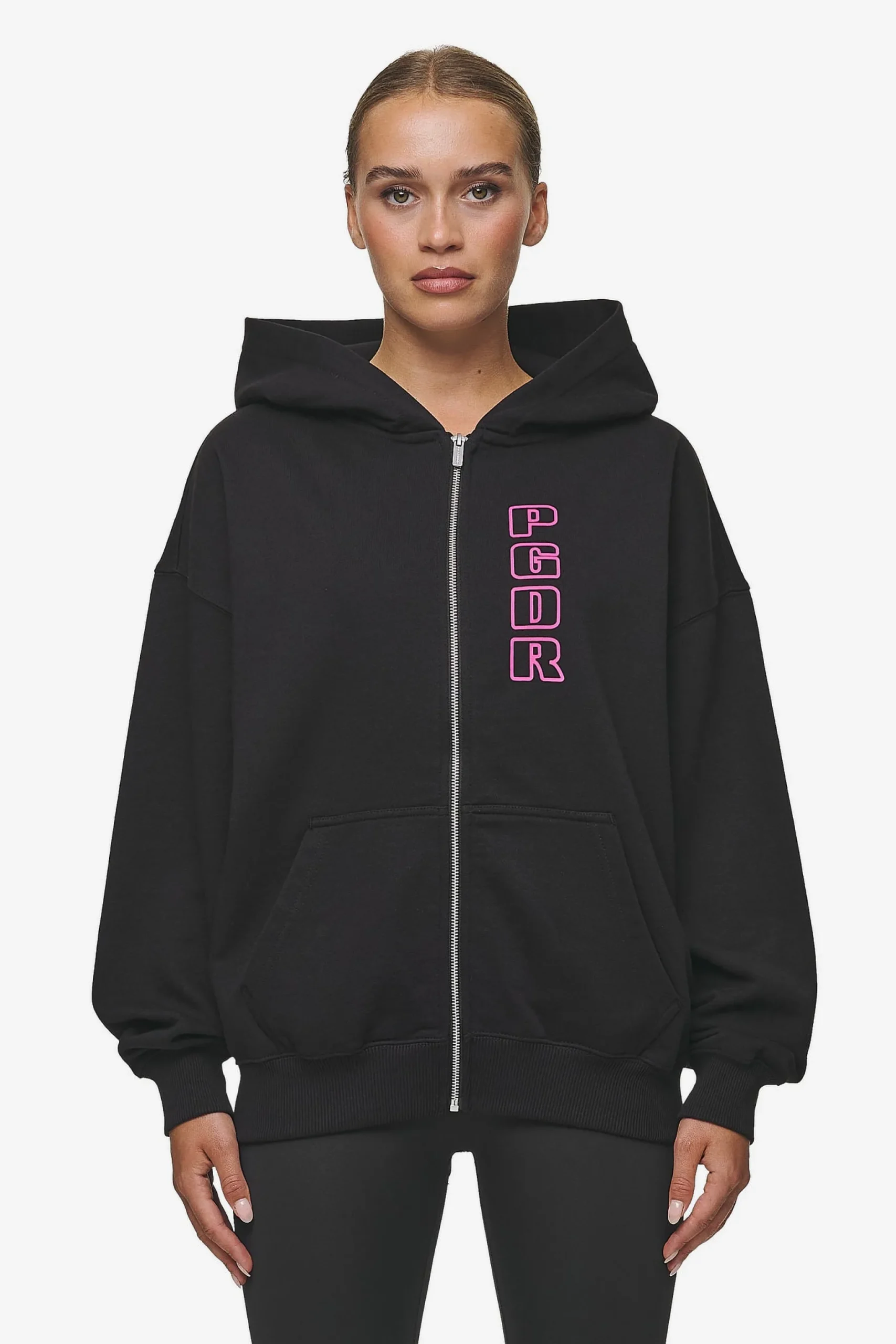 Pegador Hoodies|Zip Hoodies|Skyla Oversized Sweat Jacket Heavy Washed Black