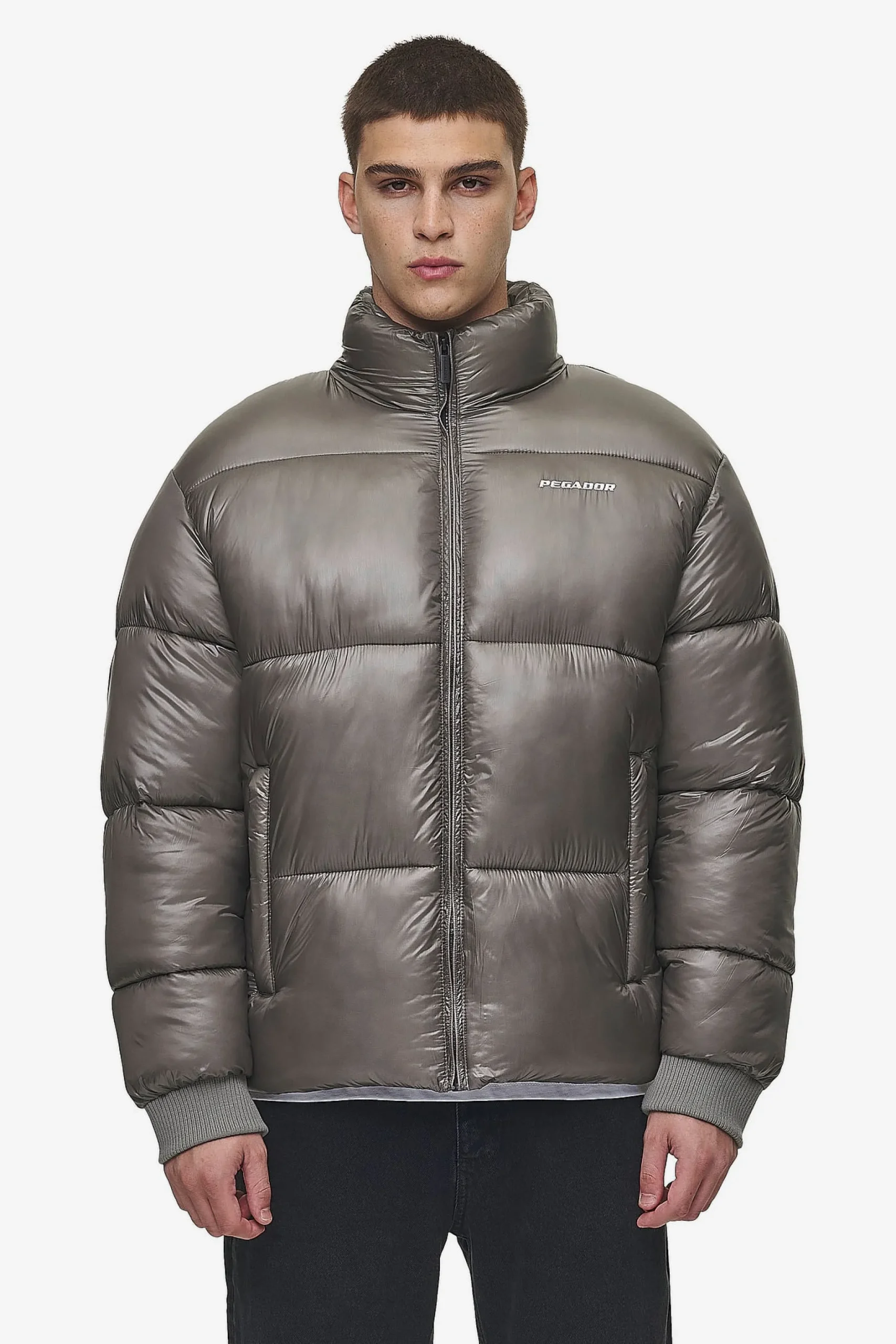 Pegador Jackets|Solin Light Glossy Puffer Jacket Rock Grey