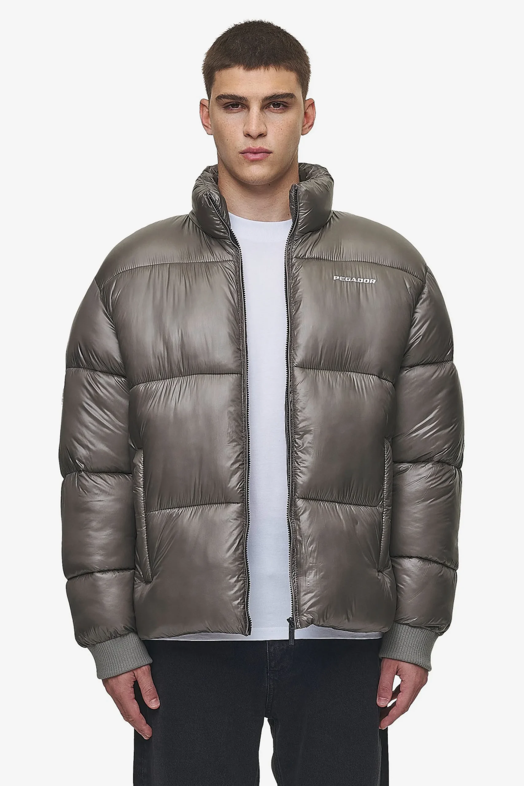 Pegador Jackets|Solin Light Glossy Puffer Jacket Rock Grey