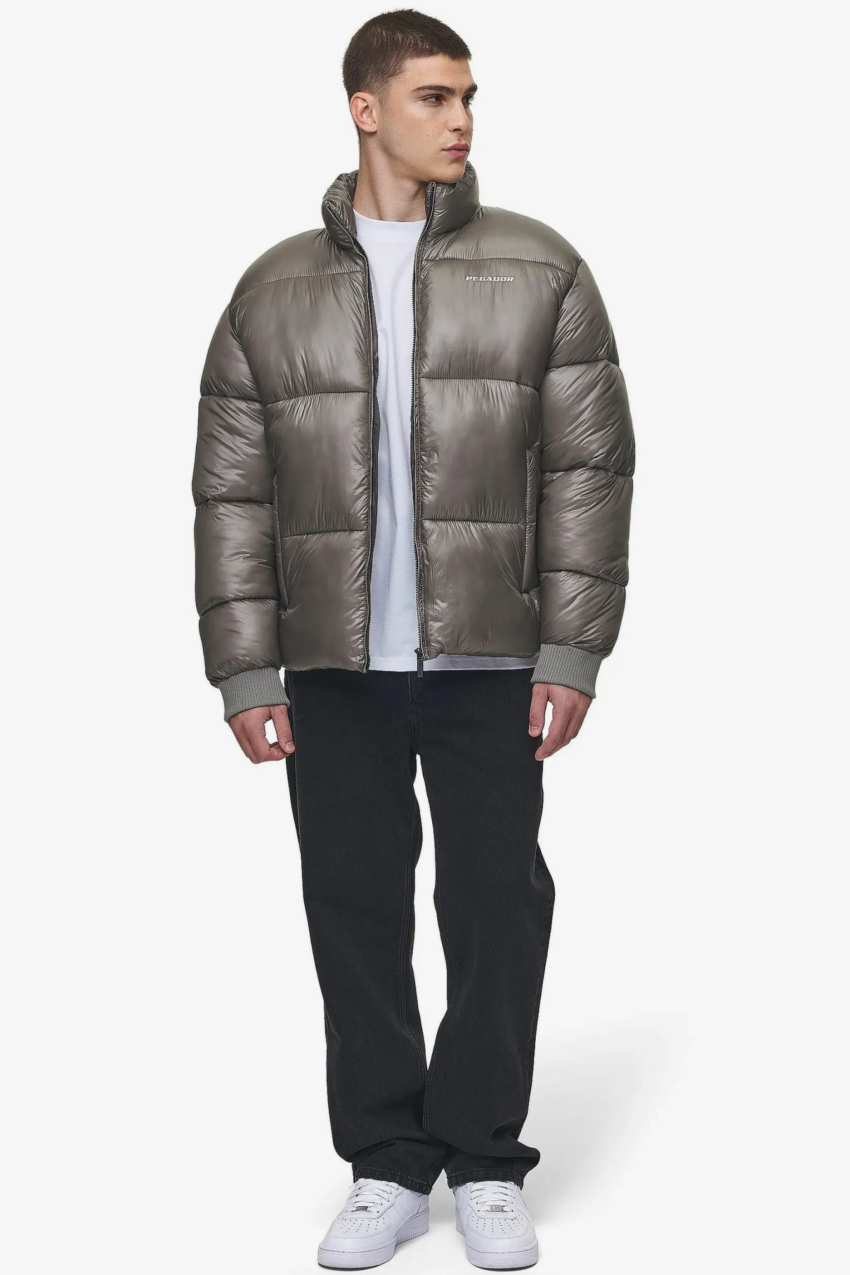 Pegador Jackets|Solin Light Glossy Puffer Jacket Rock Grey