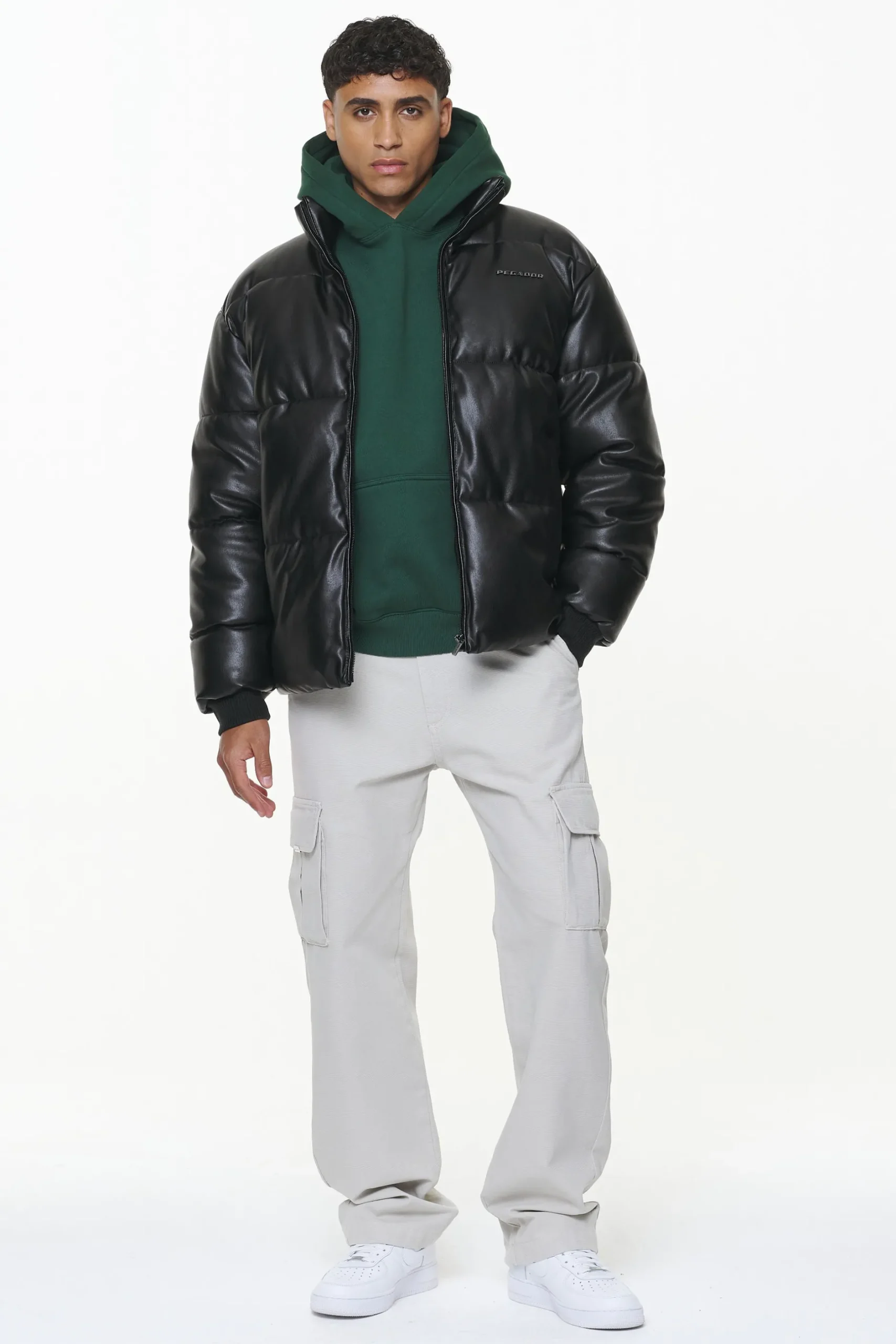 Pegador Jackets|Solin Vegan Leather Puffer Jacket Black