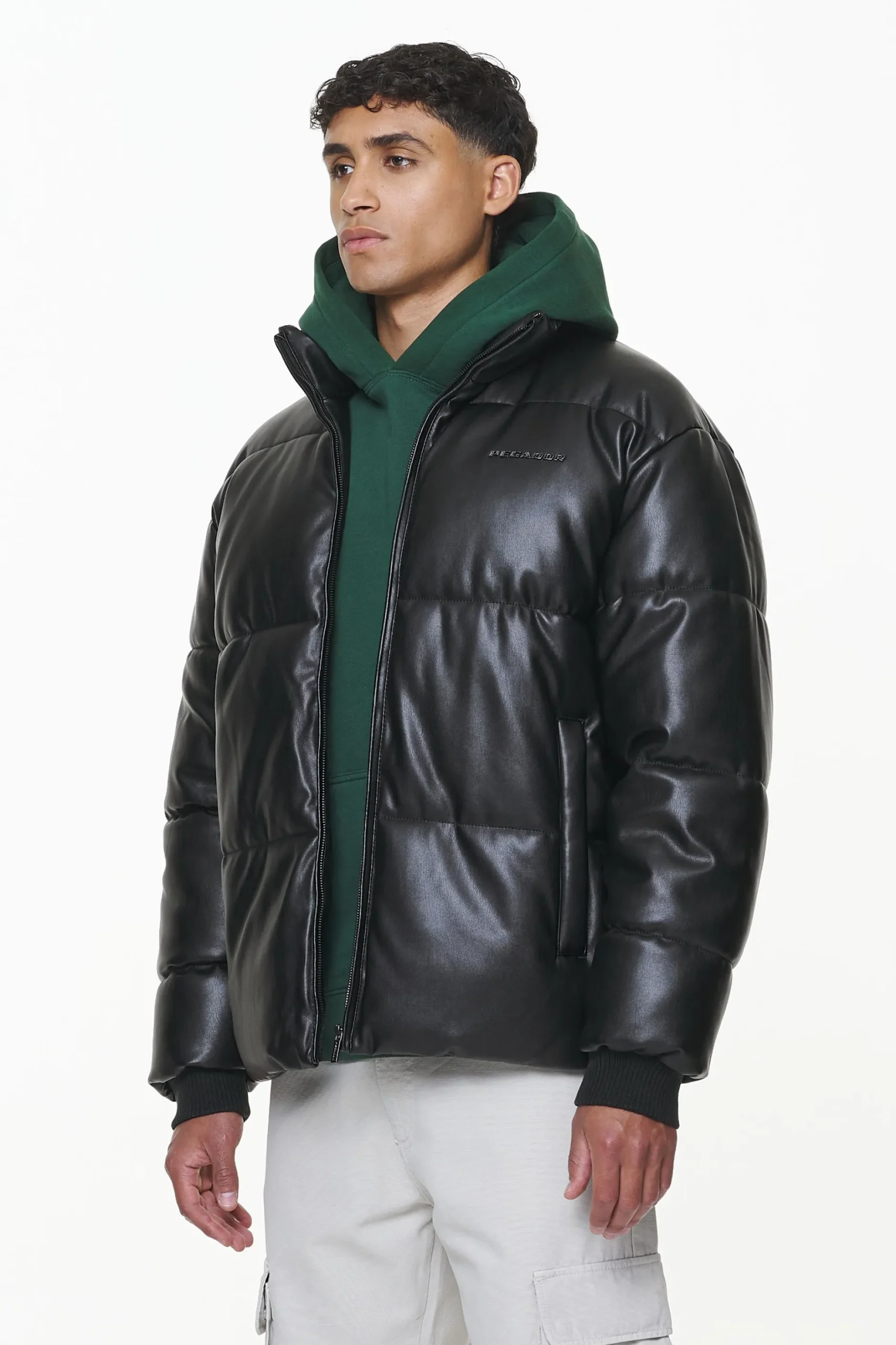Pegador Jackets|Solin Vegan Leather Puffer Jacket Black