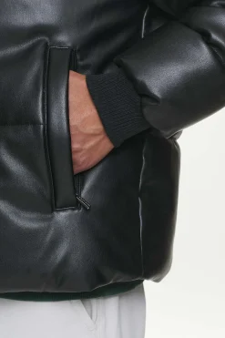 Pegador Jackets|Solin Vegan Leather Puffer Jacket Black