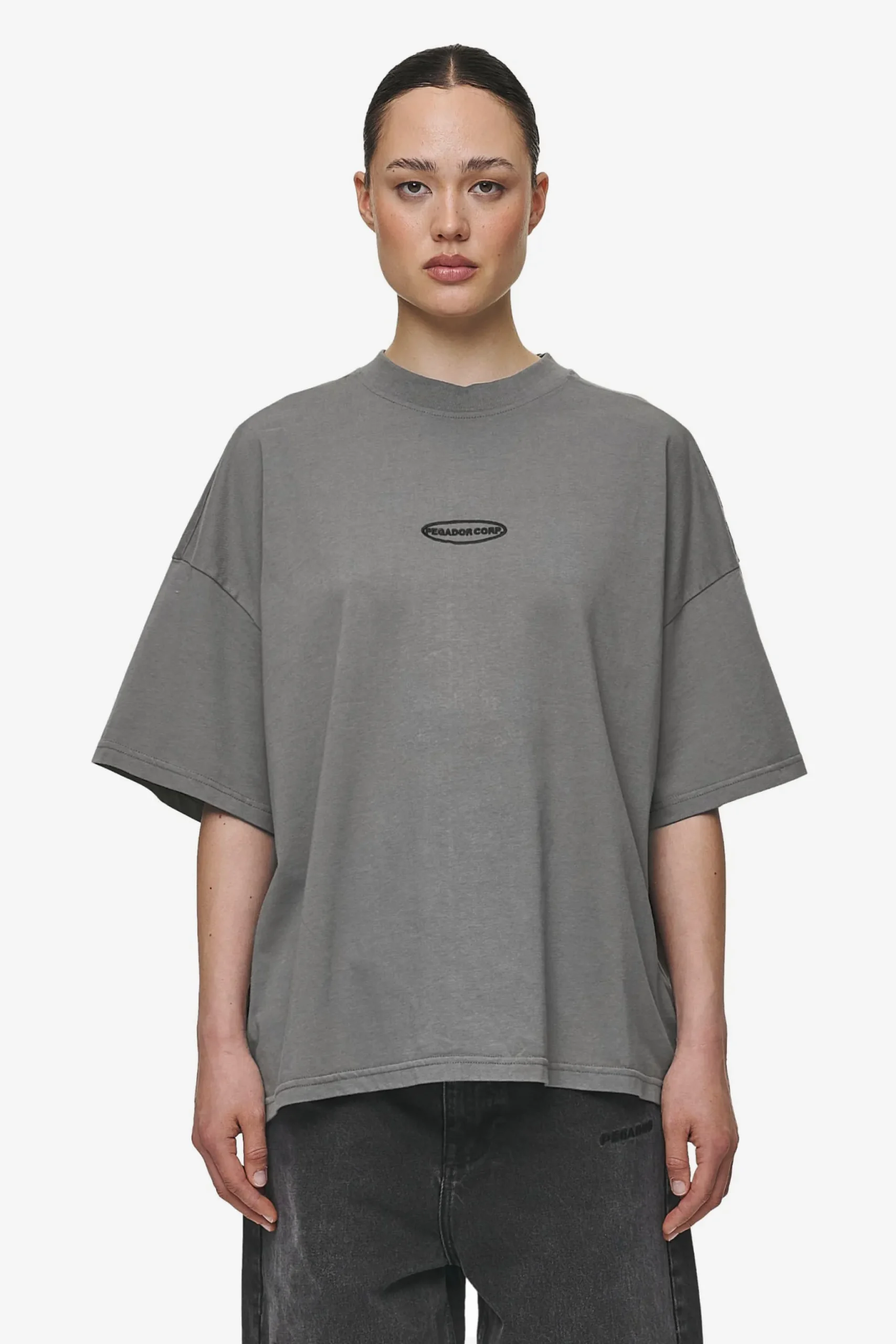 Pegador Tees|Sora Heavy Oversized Tee Washed Deep Grey