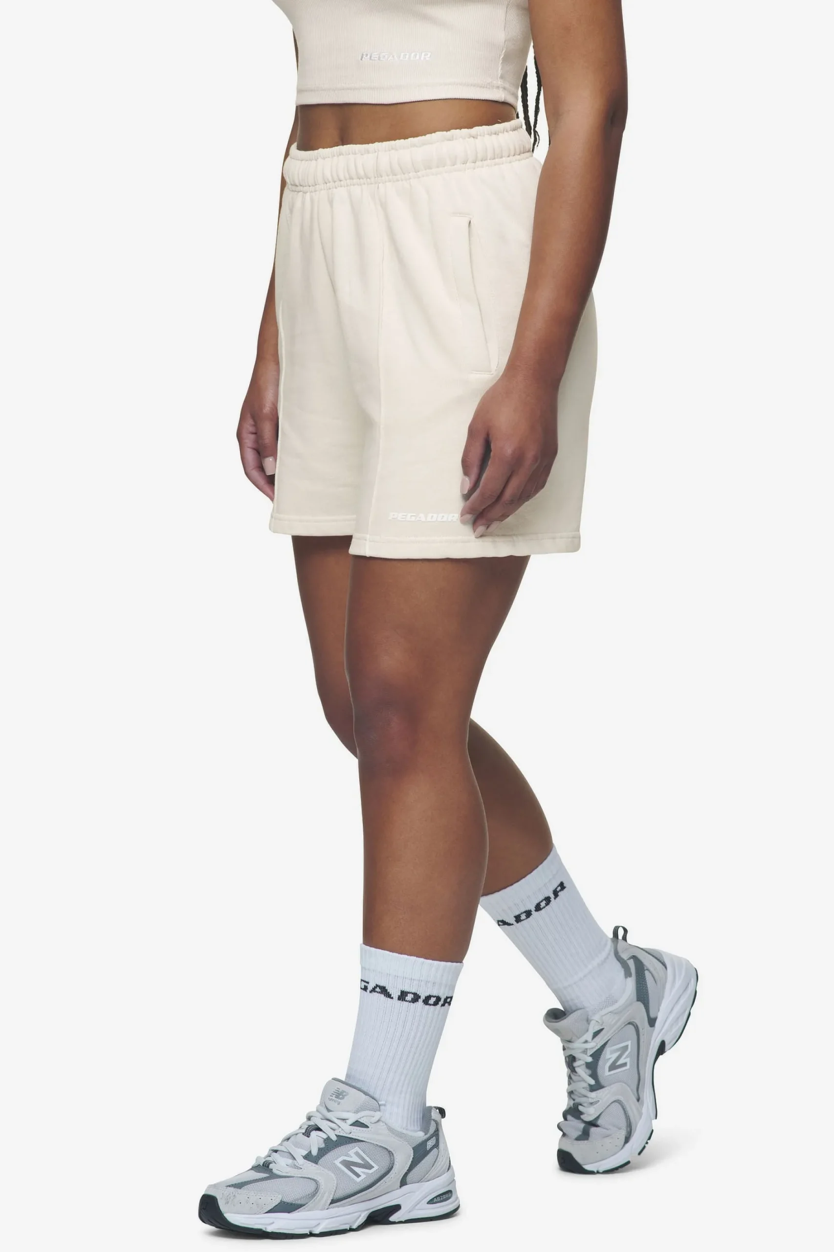 Pegador Shorts|Sully High Waisted Shorts White Gum Washed coast sand