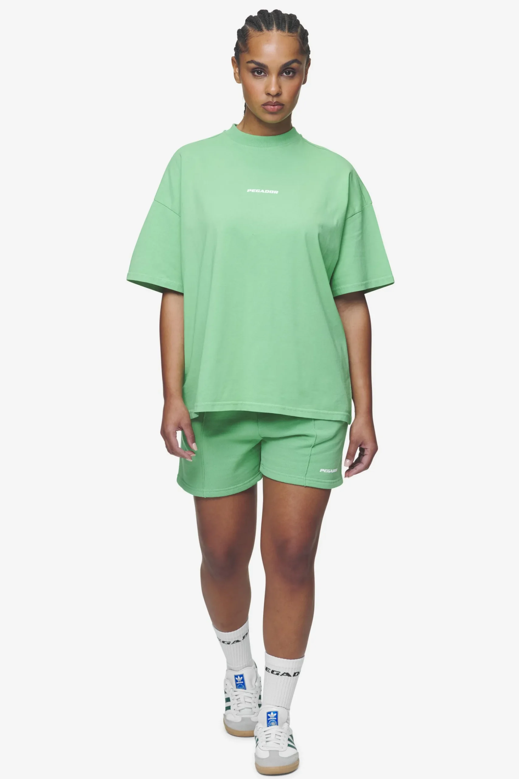 Pegador Shorts|Sully High Waisted Shorts White Gum Washed peppermint green