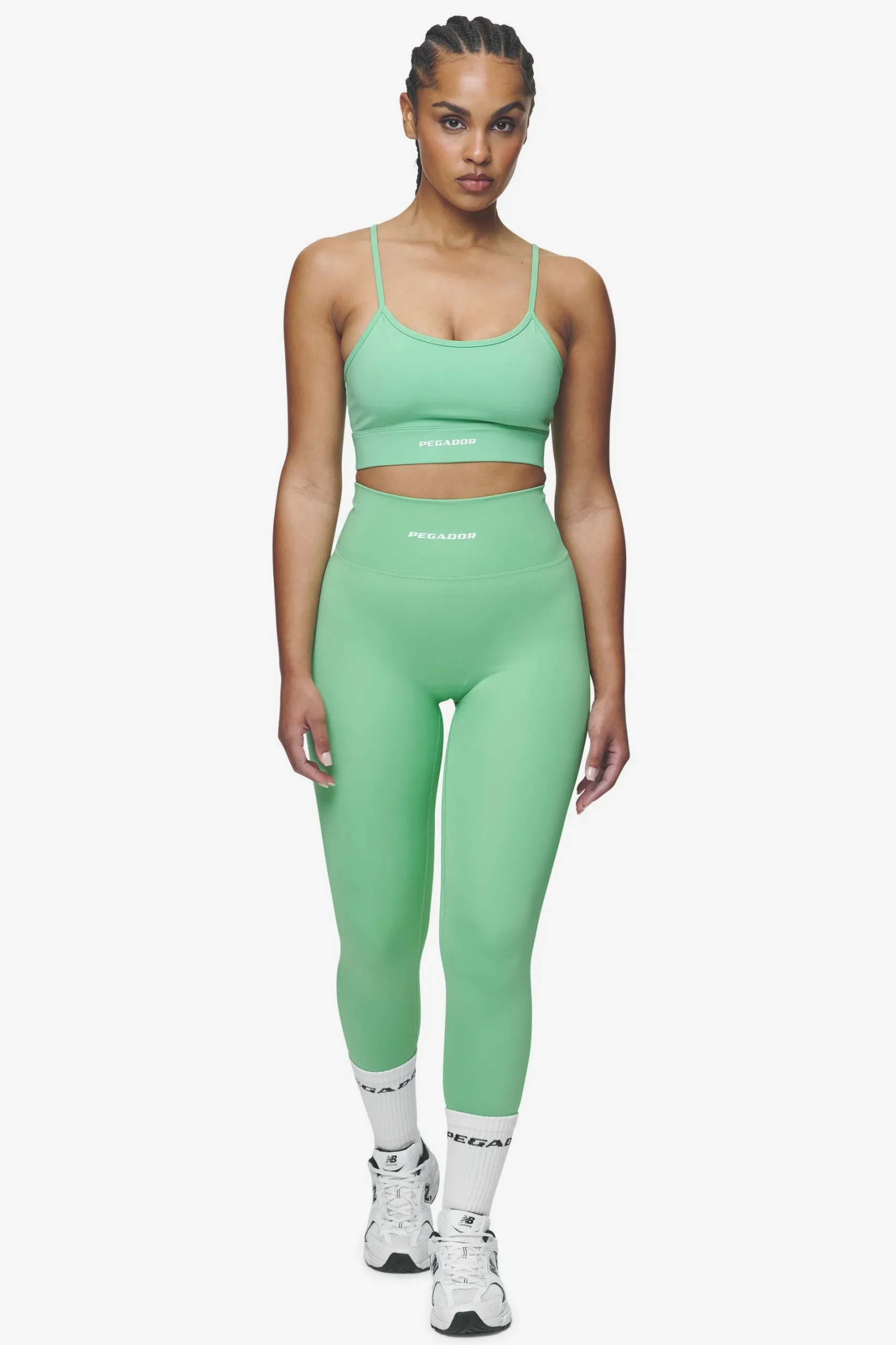 Pegador Tops|Taja Sport Bra White Peppermint green