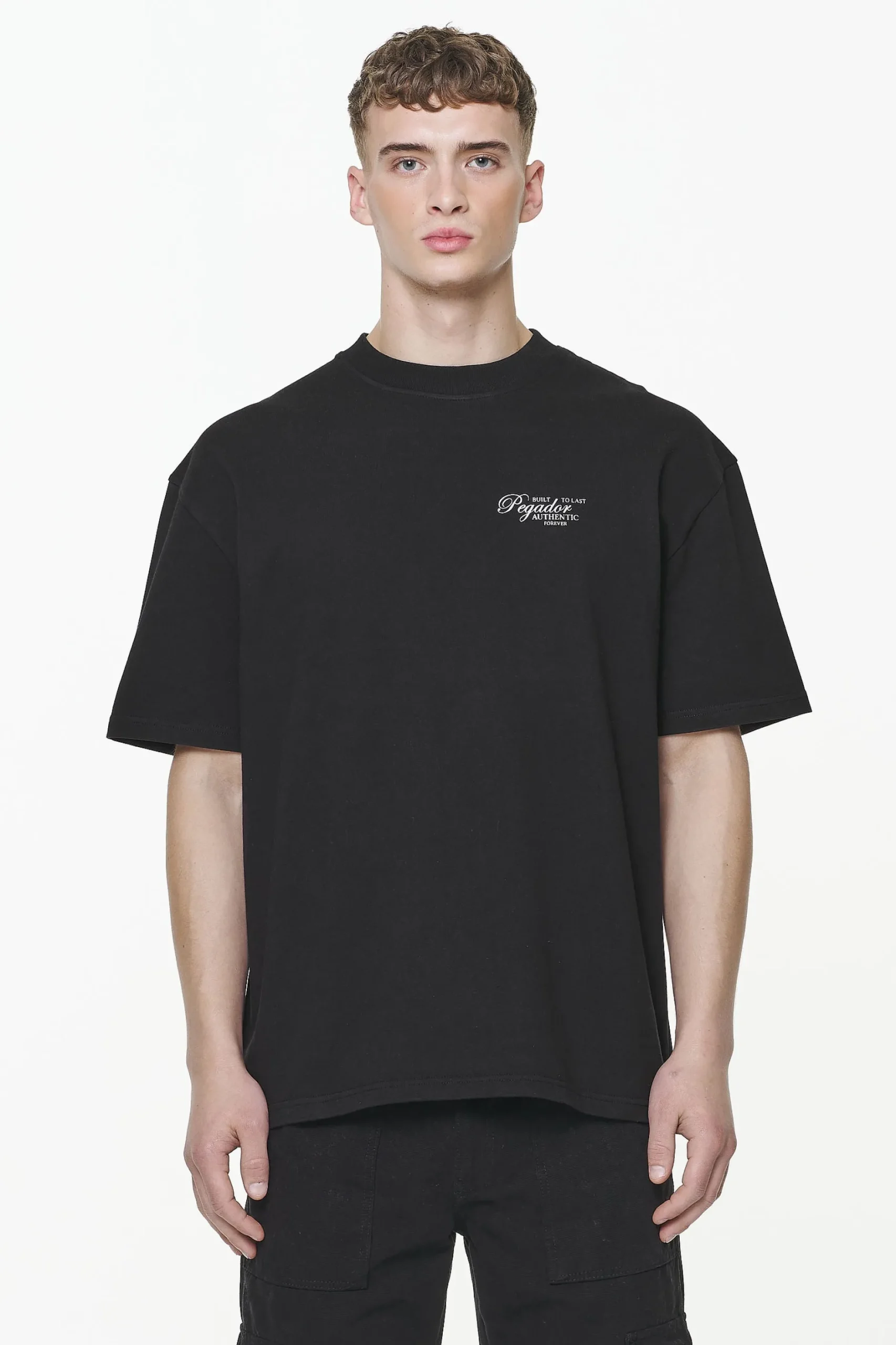 Pegador Tees|Tavery Oversized Tee Vintage Washed Onyx Black