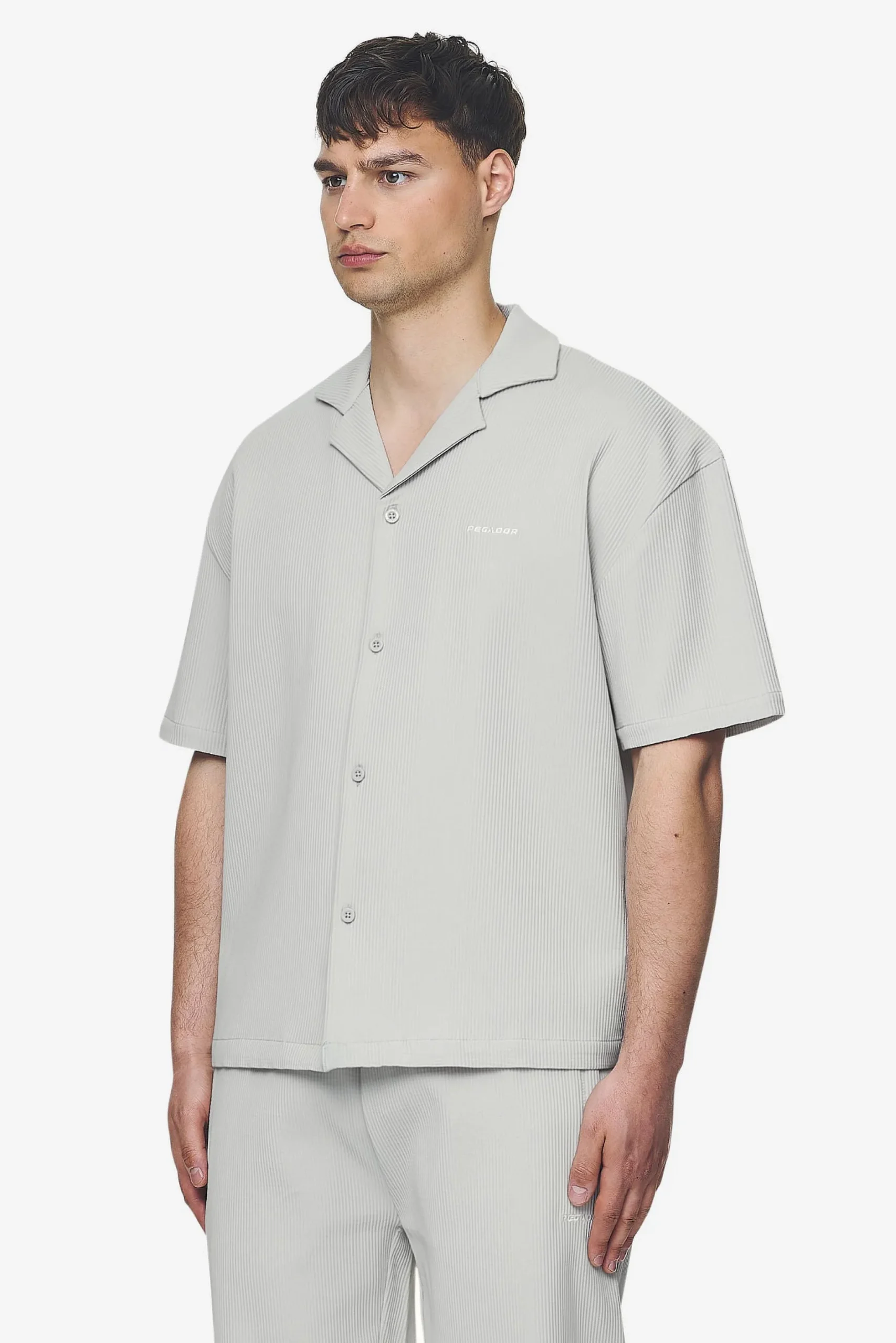 Pegador Shirts|Troy Plissee Summer Shirt Pearl grey