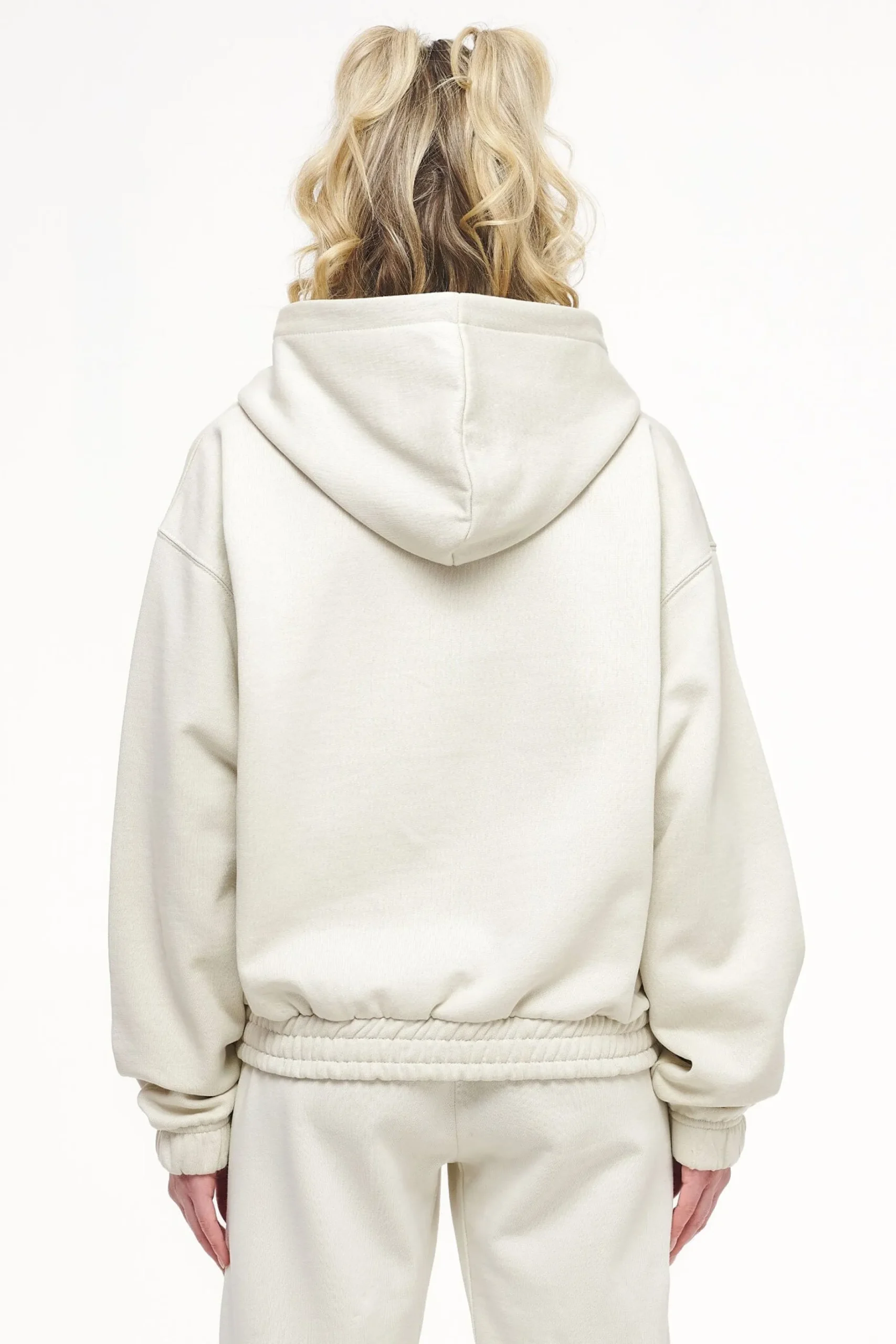 Pegador Hoodies|Zip Hoodies|Valinda Cropped Zip Hoodie Vintage Washed Angels Cream Gum
