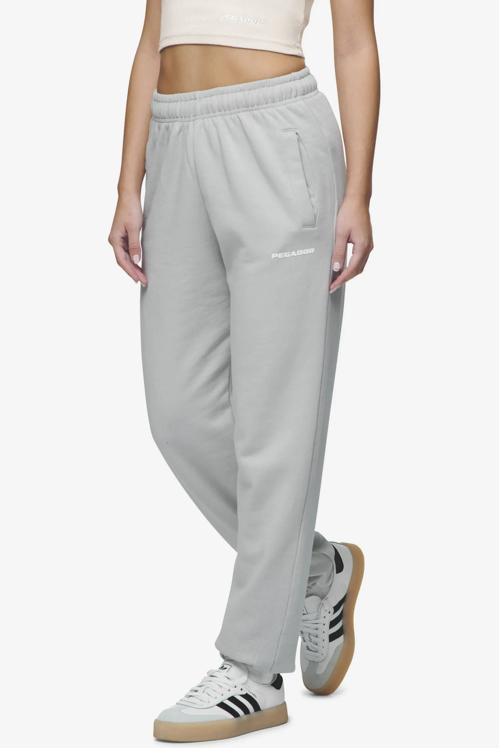 Pegador Pants|Villa High Waisted Sweat Pants White Gum Washed sky grey