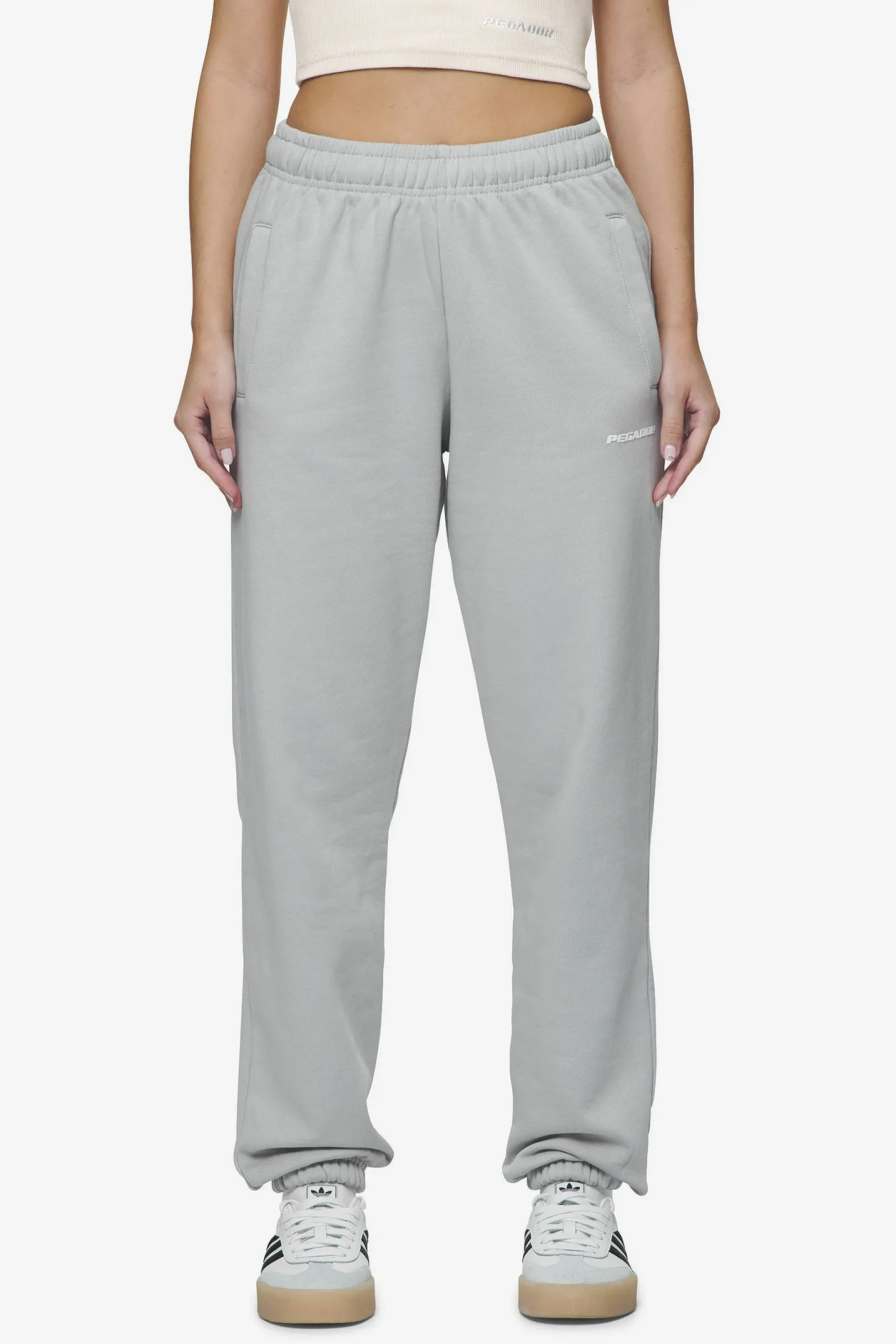 Pegador Pants|Villa High Waisted Sweat Pants White Gum Washed sky grey