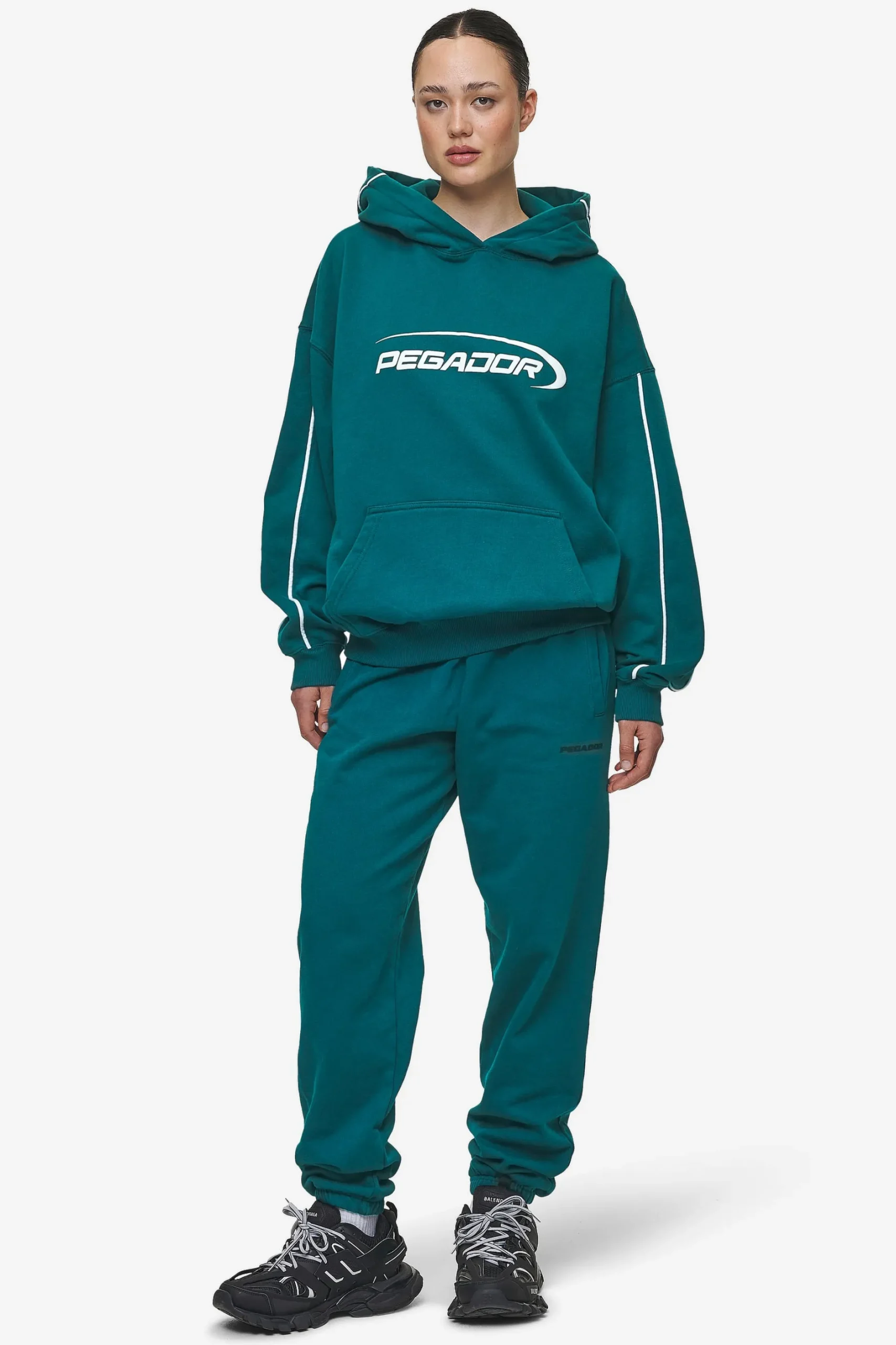 Pegador Pants|Villa High Waisted Sweat Pants Washed Urban Turquoise Black Gum