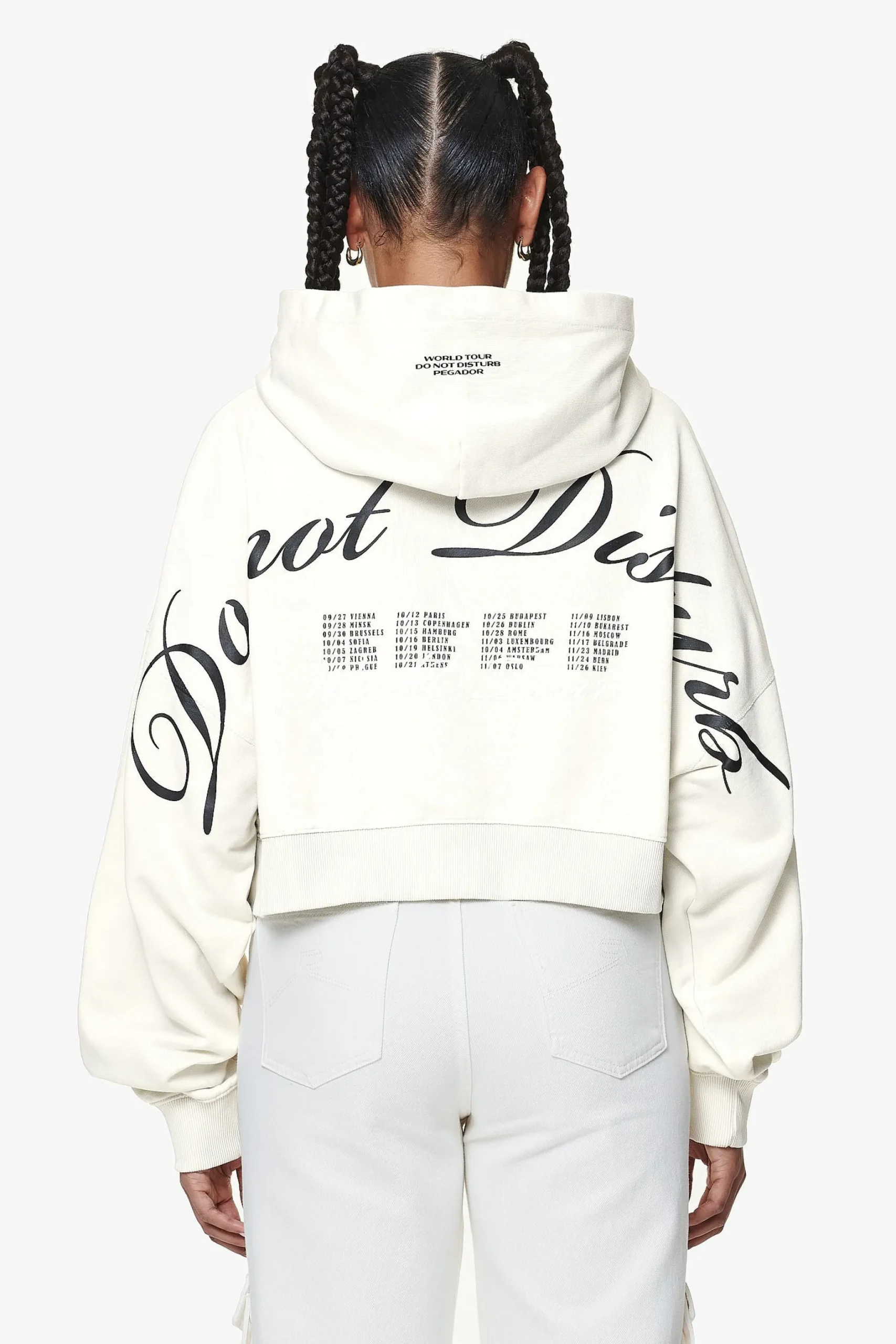 Pegador Hoodies|Vrena Oversized Cropped Hoodie Washed Salty Cream