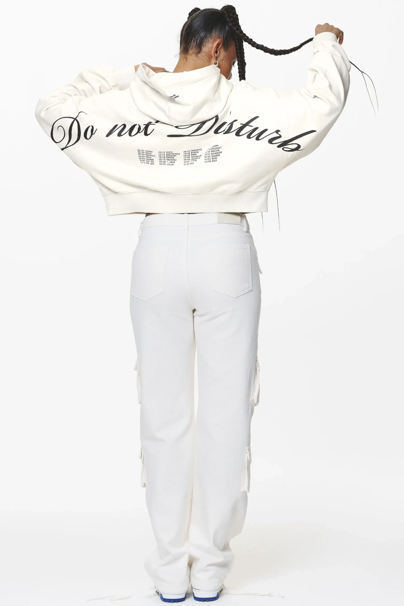 Pegador Hoodies|Vrena Oversized Cropped Hoodie Washed Salty Cream