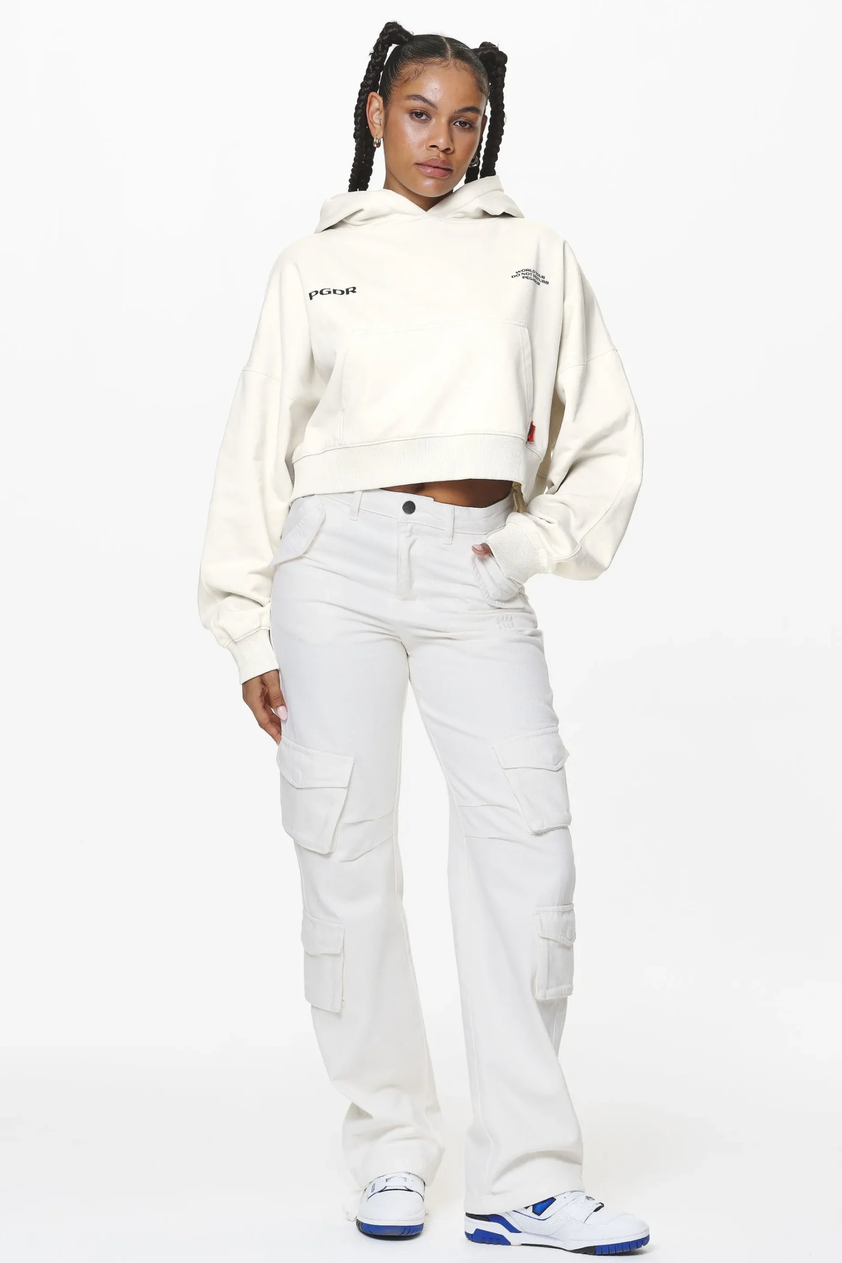 Pegador Hoodies|Vrena Oversized Cropped Hoodie Washed Salty Cream