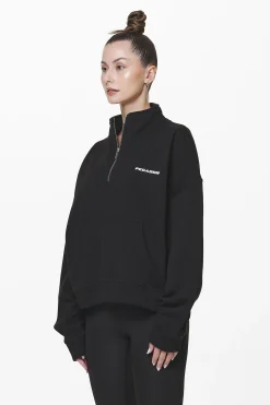 Pegador Sweaters|Vuku Logo Oversized Halfzip Black