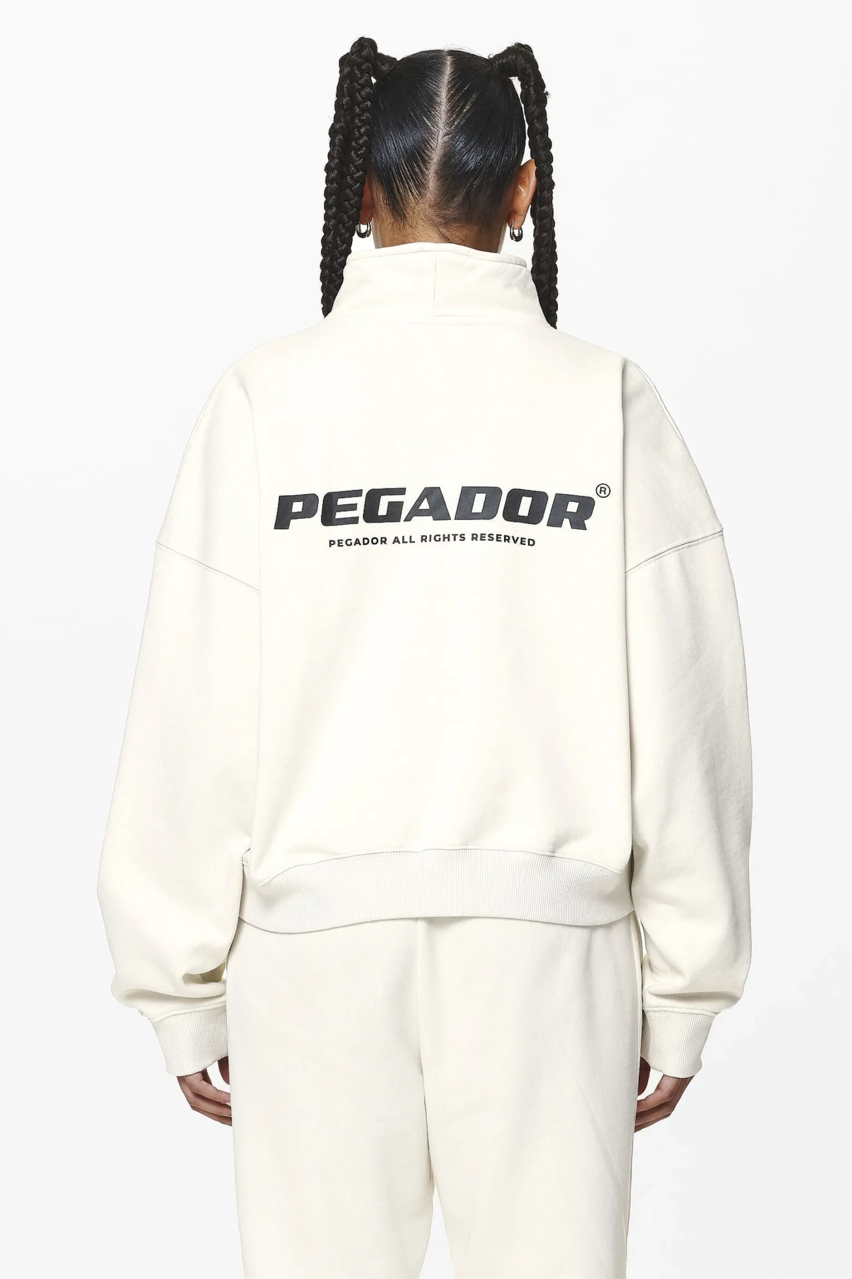 Pegador Sweaters|Vuku Logo Oversized Halfzip Washed Salty Cream