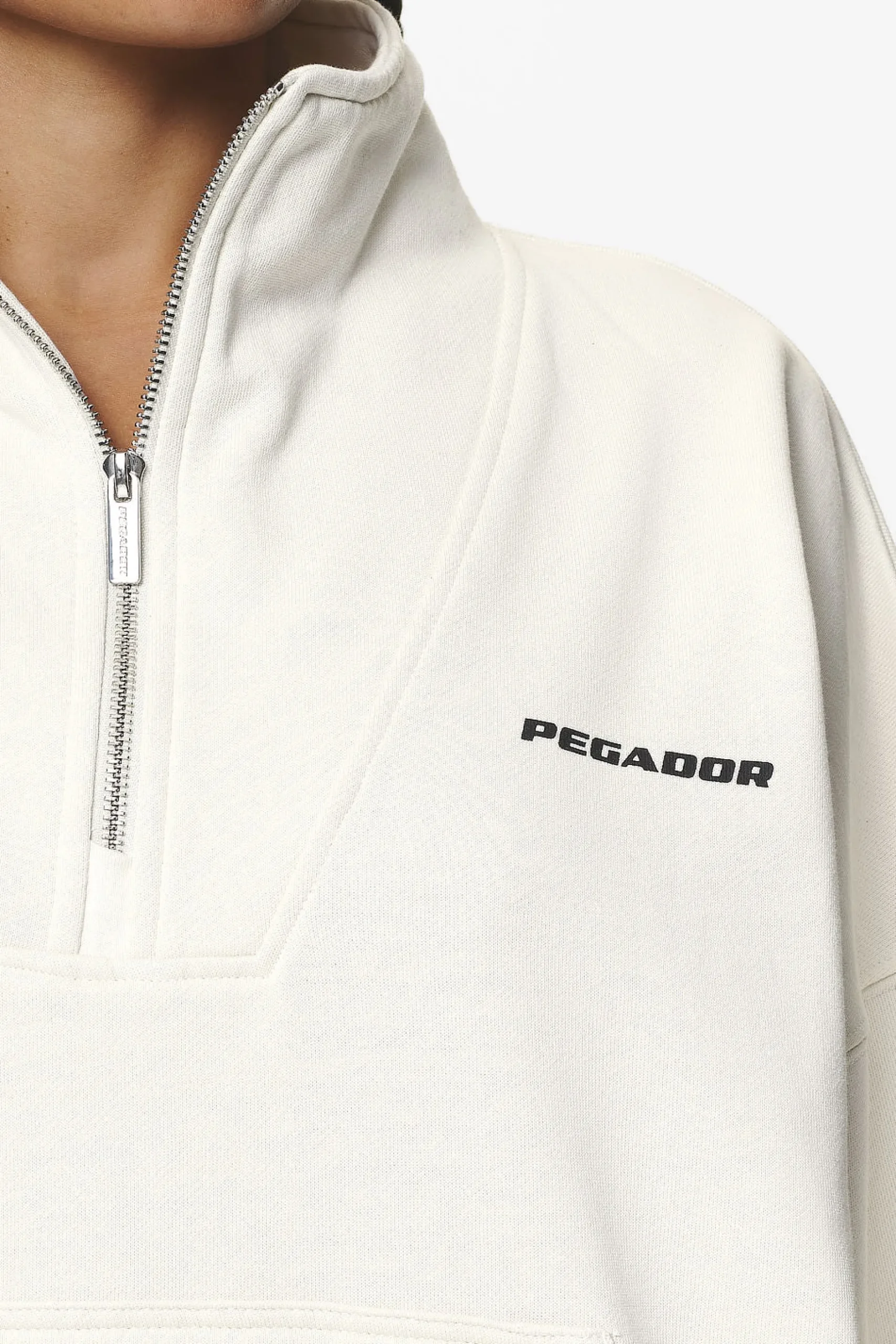 Pegador Sweaters|Vuku Logo Oversized Halfzip Washed Salty Cream