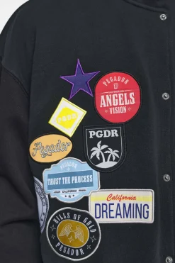 Pegador Jackets|Whitney Varsity Jacket Washed Black Ink Black