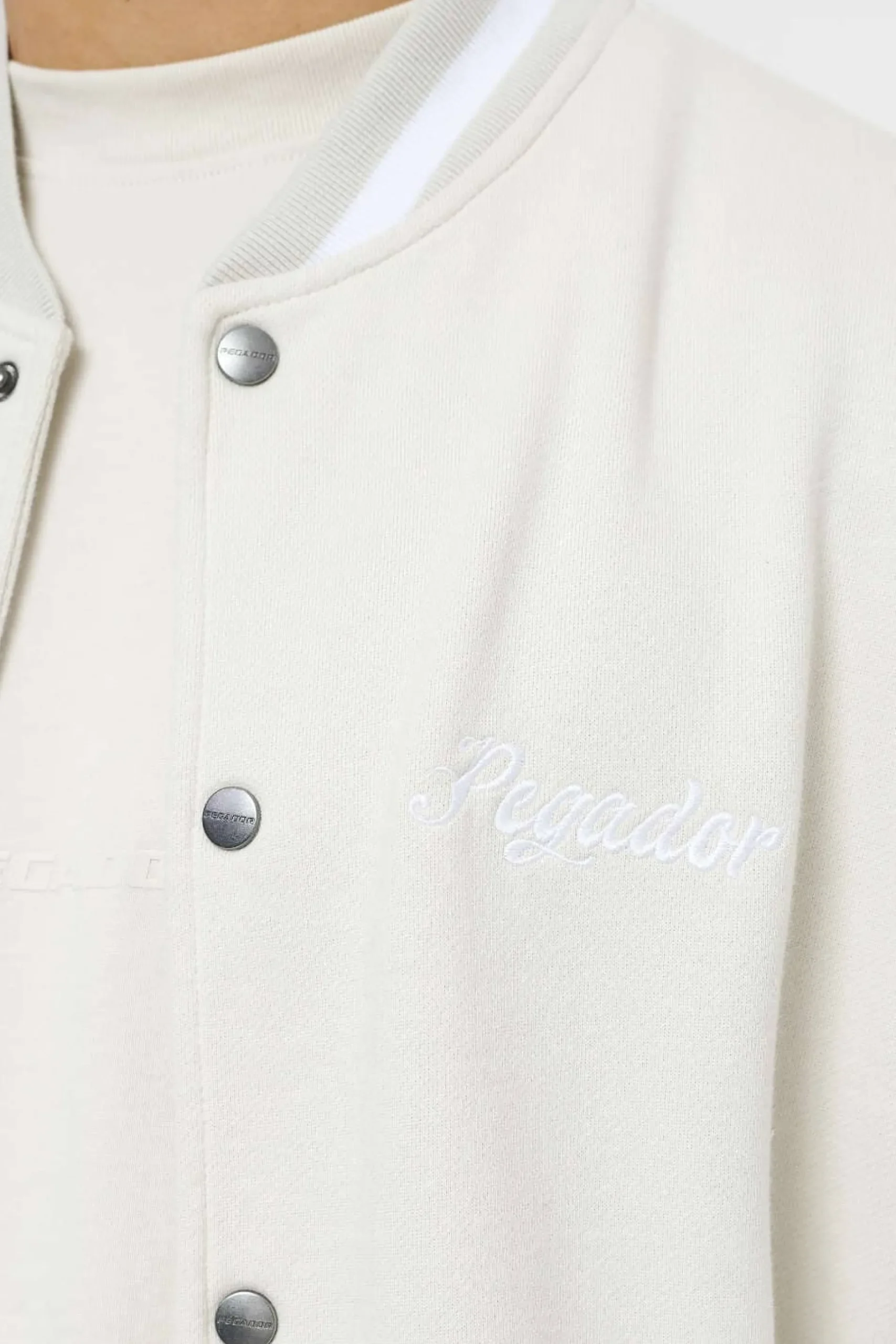 Pegador Jackets|Yardley Varsity Jacket Washed Angels Cream Bright White