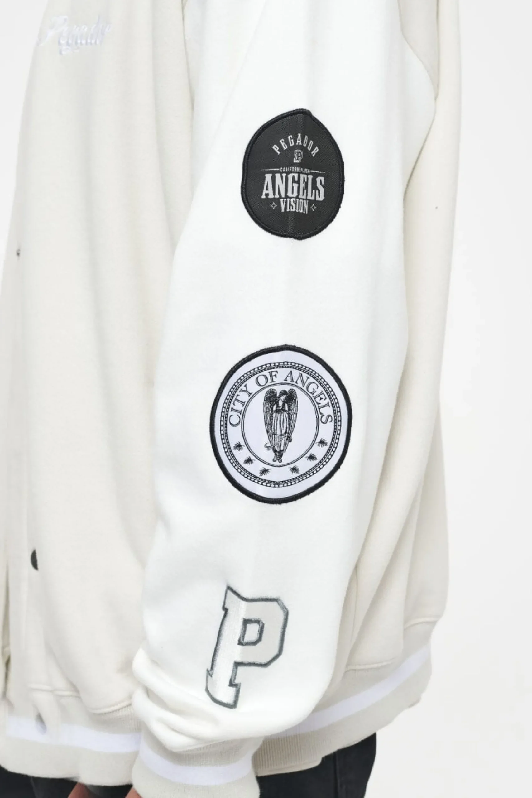 Pegador Jackets|Yardley Varsity Jacket Washed Angels Cream Bright White