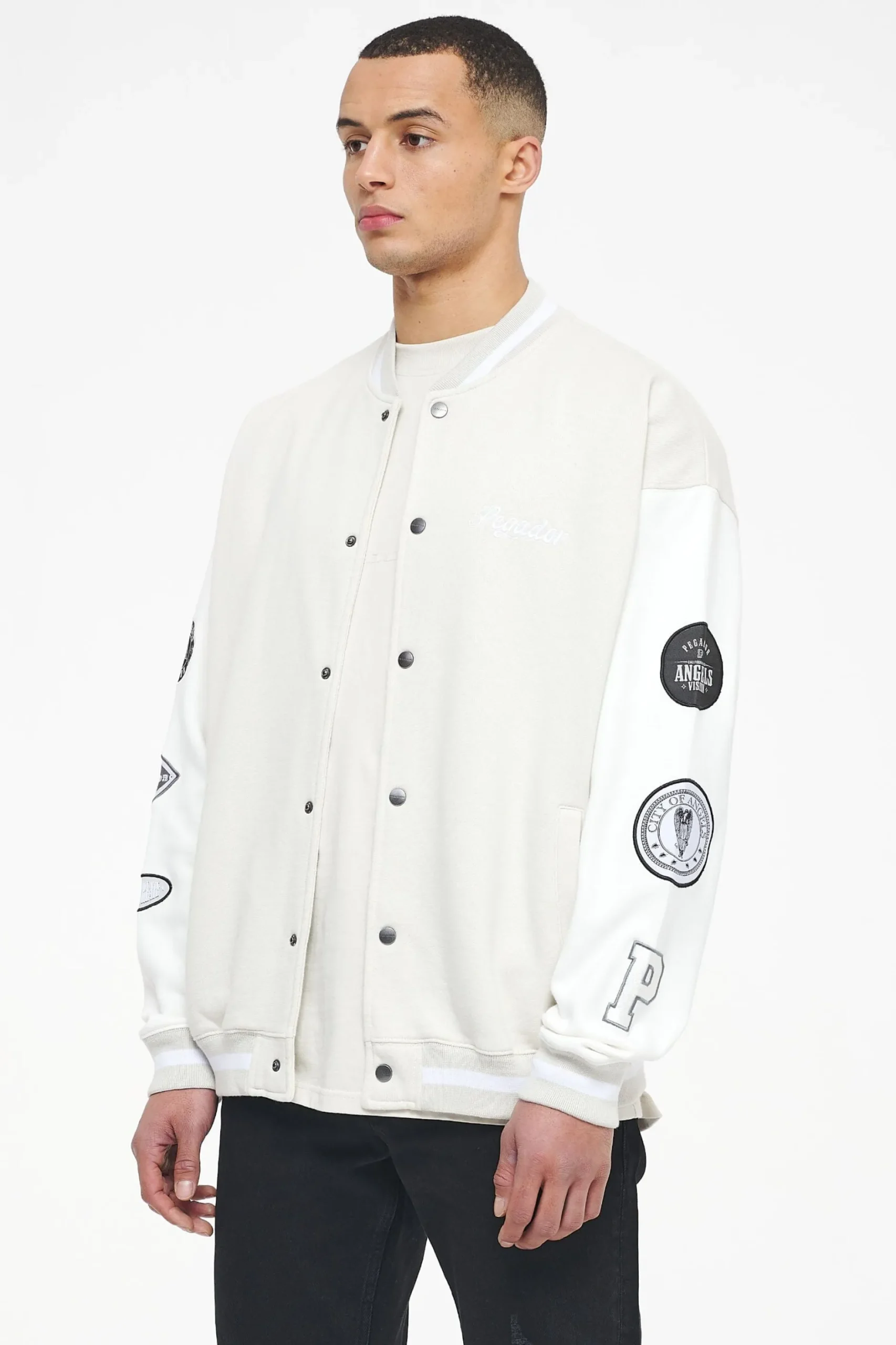 Pegador Jackets|Yardley Varsity Jacket Washed Angels Cream Bright White