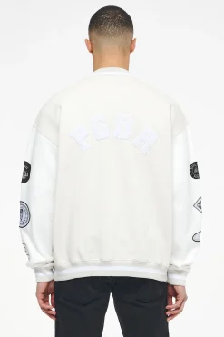 Pegador Jackets|Yardley Varsity Jacket Washed Angels Cream Bright White