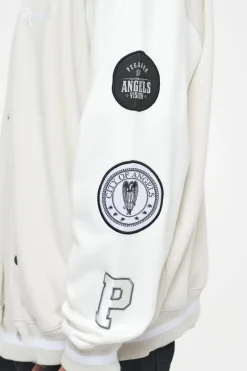 Pegador Jackets|Yardley Varsity Jacket Washed Angels Cream Bright White