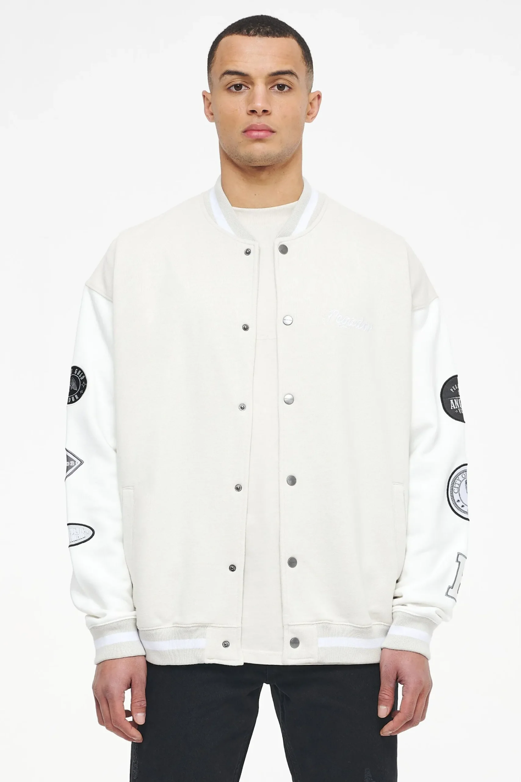 Pegador Jackets|Yardley Varsity Jacket Washed Angels Cream Bright White