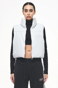 Pegador Vests|Zito Cropped Faux Leather Vest Quiet Gray